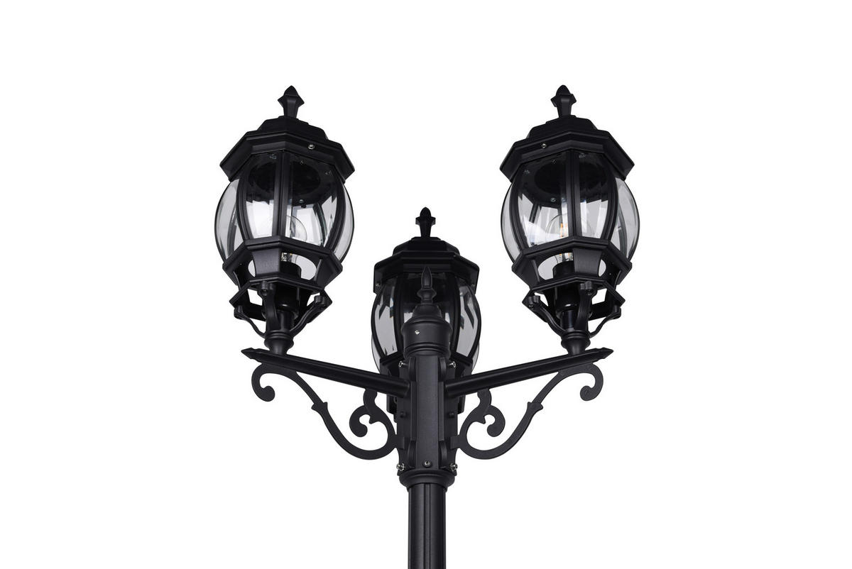 WEGELEUCHTE 57/240 cm   - Klar/Schwarz, KONVENTIONELL, Glas/Metall (57/240cm) - Trio Leuchten