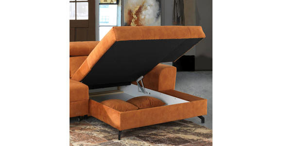 ECKSOFA Orange Velours  - Schwarz/Orange, Design, Textil/Metall (267/181cm) - Carryhome