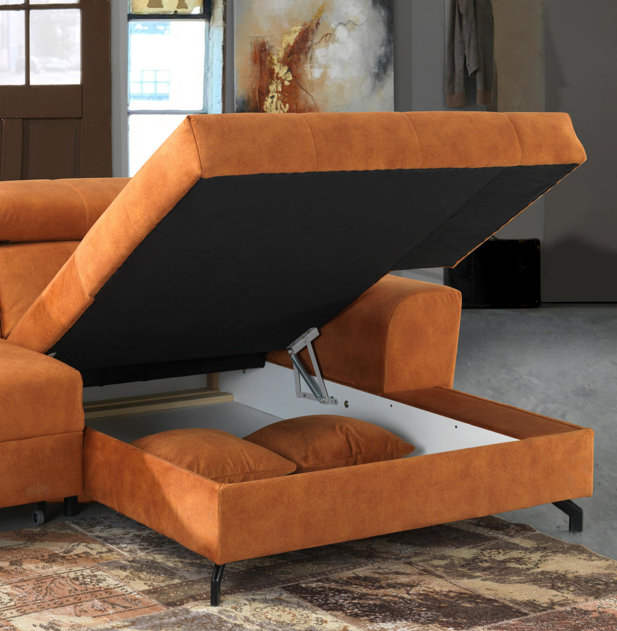 ROHOVÁ SEDACIA SÚPRAVA, textil, oranžová - oranžová/čierna, Design, kov/textil (267/181cm) - Carryhome