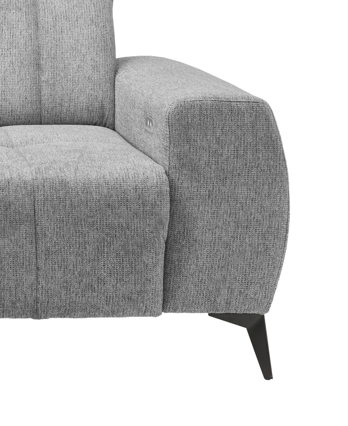 ECKSOFA Silberfarben Chenille  - Silberfarben/Schwarz, MODERN, Textil/Metall (200/261cm) - Livetastic