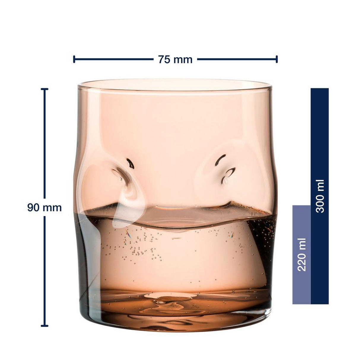 TRINKGLAS 300 ml 4-teilig  - Braun, Basics, Glas (7,5/9/7,5cm) - Leonardo