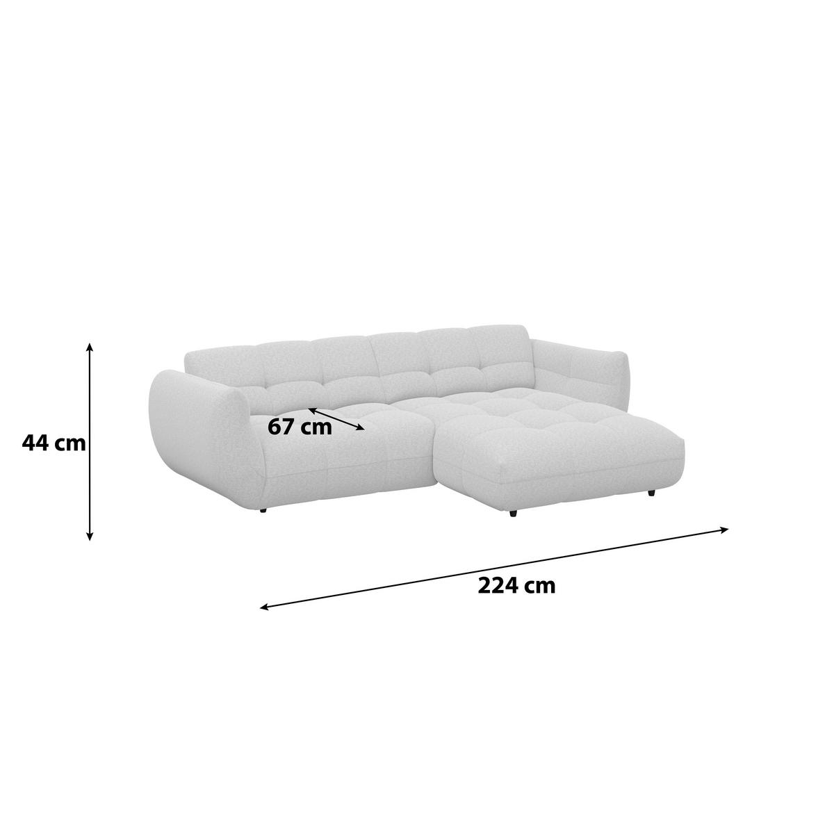 ECKSOFA Elfenbein Chenille  - Elfenbein/Schwarz, Trend, Kunststoff/Textil (280/178cm) - MID.YOU