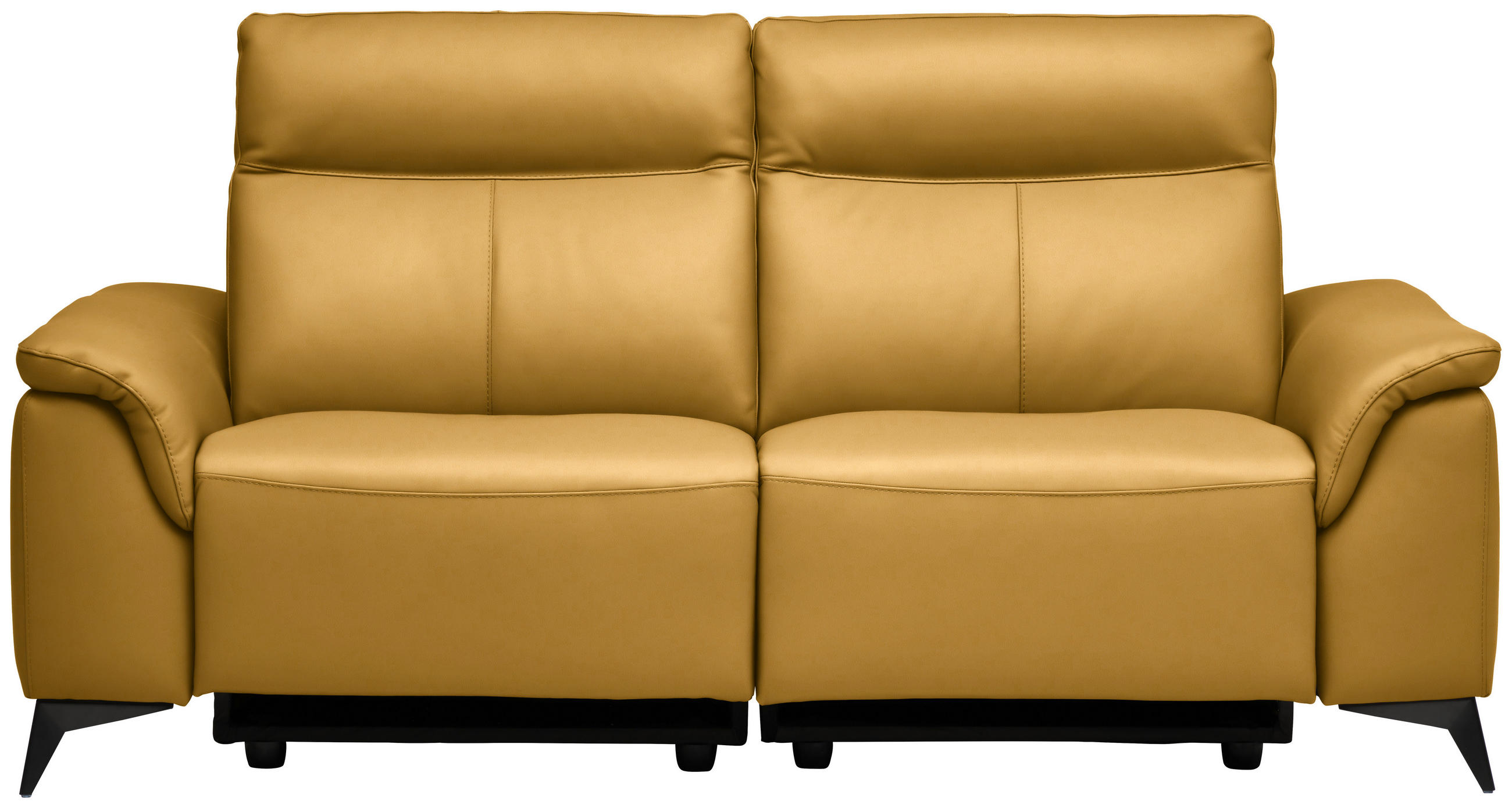 3-SITZER-SOFA Echtleder Currygelb  - Currygelb/Schwarz, Design, Leder/Metall (207/107/98cm) - Belluti