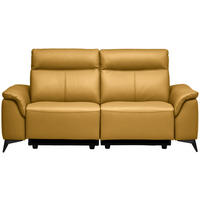3-SITZER-SOFA Echtleder Currygelb  - Currygelb/Schwarz, Design, Leder/Metall (207/107/98cm) - Belluti