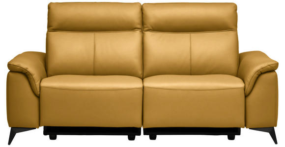 3-SITZER-SOFA  in Echtleder Currygelb   - Currygelb/Schwarz, Design, Leder/Metall (207/107/98cm) - Belluti