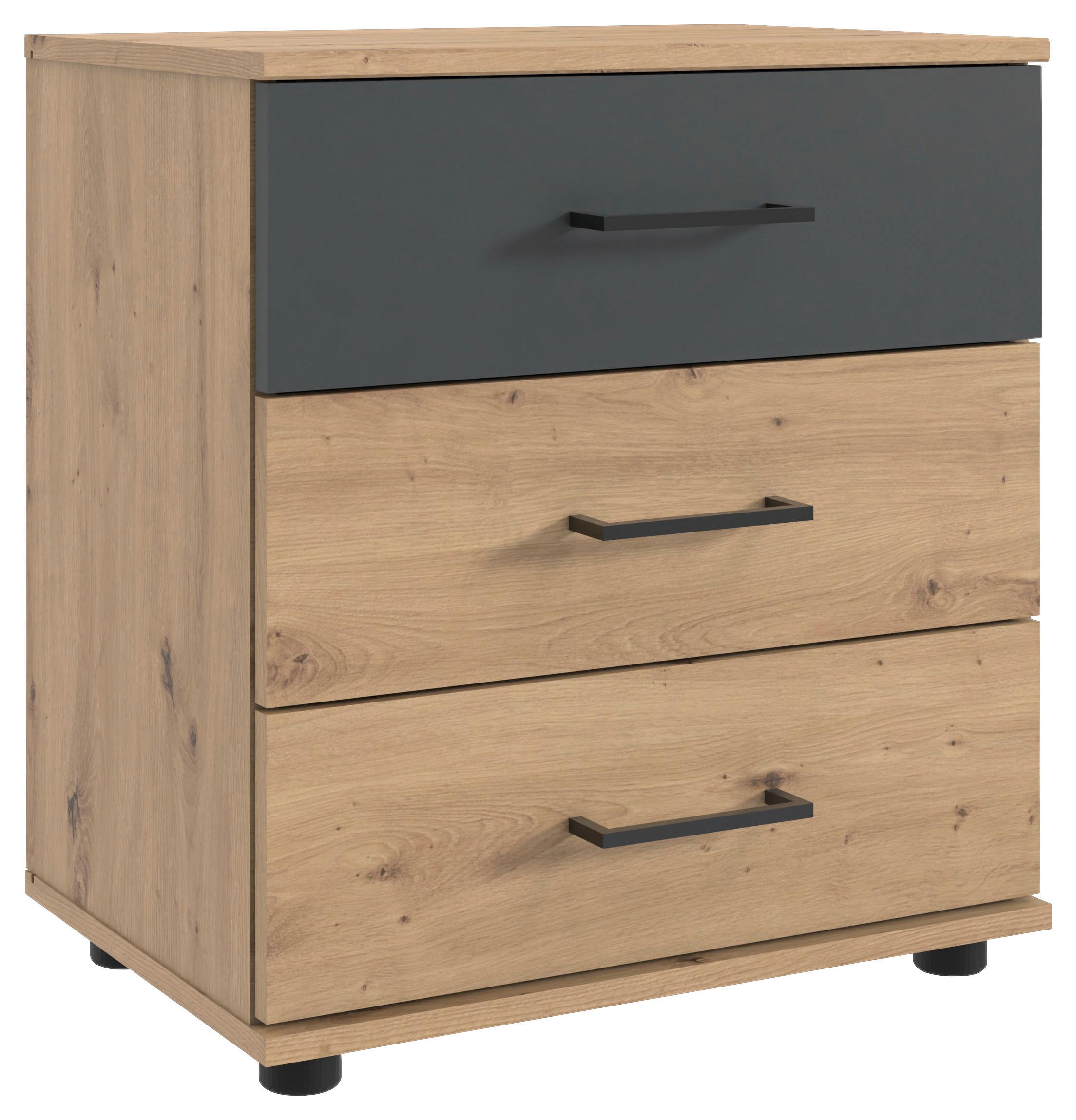 NACHTTISCH 52/58/38 cm  in Graphitfarben, Eiche Artisan  - Schwarz/Graphitfarben, Konventionell, Holzwerkstoff/Kunststoff (52/58/38cm) - Carryhome