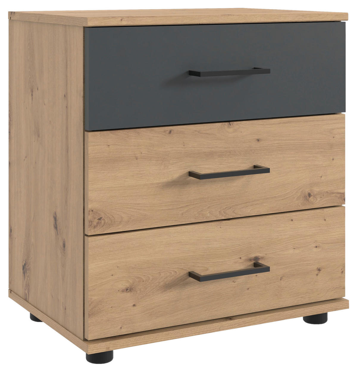 NACHTTISCH 52/58/38 cm  in Graphitfarben, Eiche Artisan  - Schwarz/Graphitfarben, Konventionell, Holzwerkstoff/Kunststoff (52/58/38cm) - Carryhome