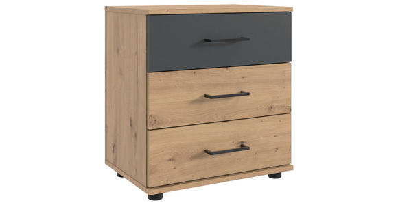 NACHTKÄSTCHEN 52/58/38 cm  in Graphitfarben, Eiche Artisan  - Schwarz/Graphitfarben, KONVENTIONELL, Holzwerkstoff/Kunststoff (52/58/38cm) - Carryhome