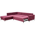 ECKSOFA Bordeaux Chenille  - Bordeaux/Schwarz, KONVENTIONELL, Textil/Metall (257/275cm) - Carryhome