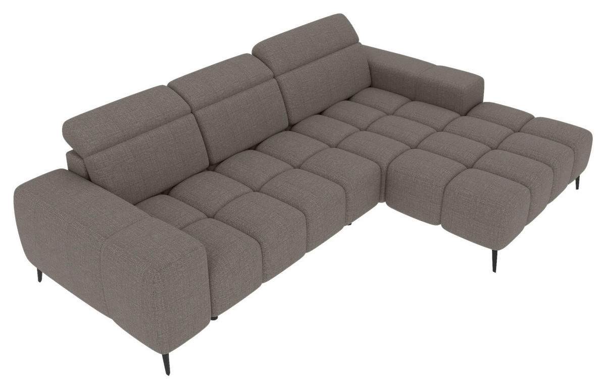 ECKSOFA Taupe Flachgewebe Rücken echt, Kopfteilverstellung, Sitztiefenverstellung  - Taupe/Schwarz, KONVENTIONELL, Kunststoff/Textil (273/171cm) - Carryhome