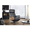 RELAXSESSEL Echtleder Relaxfunktion, Kopfteilverstellung    - Nussbaumfarben/Schwarz, Design, Leder/Holz (78/104-113/84cm) - Welnova