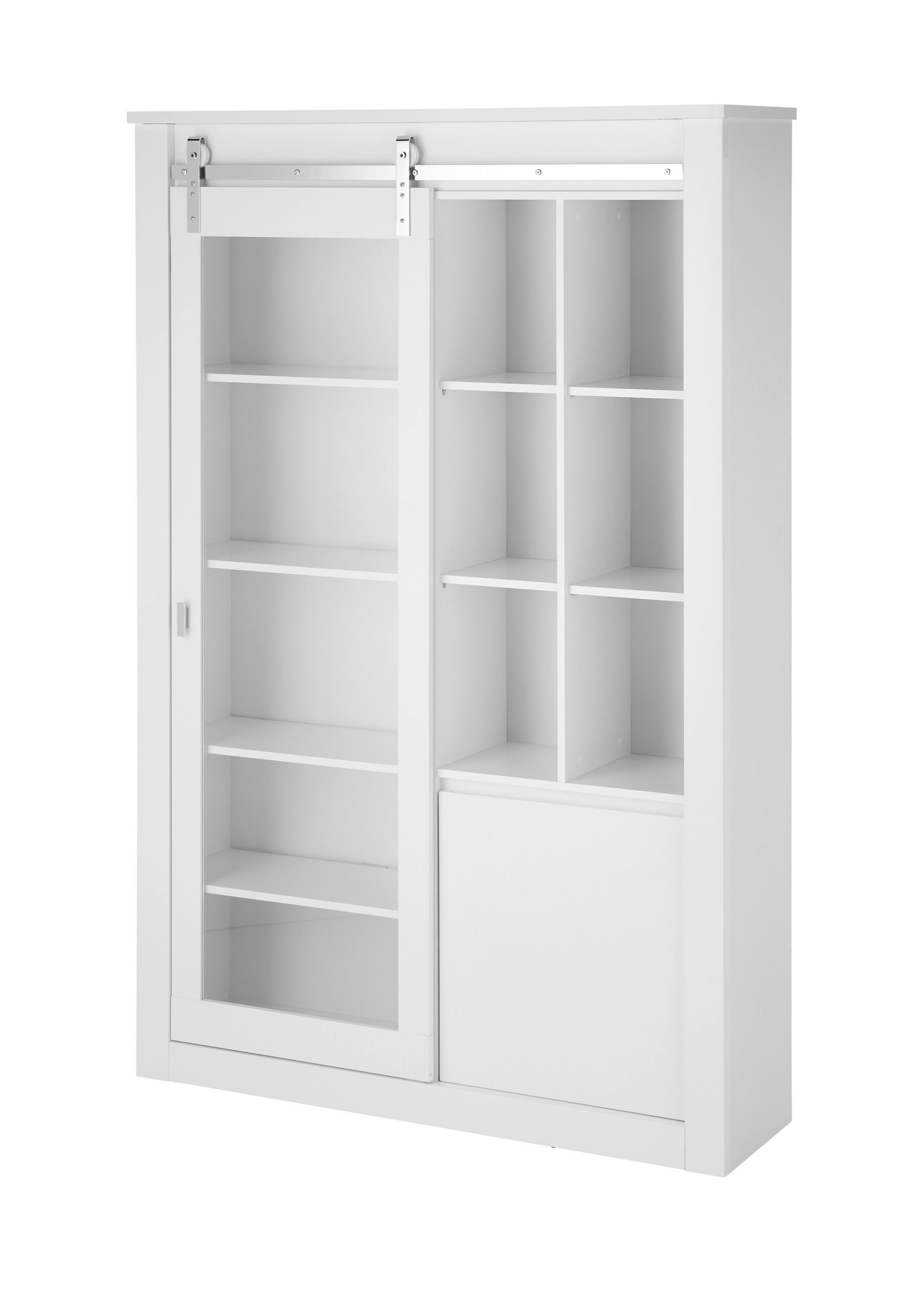 VITRINE  in Weiß, Weiß Hochglanz  - Chromfarben/Weiß Hochglanz, Design, Holzwerkstoff/Metall (133/201/38cm) - Livetastic