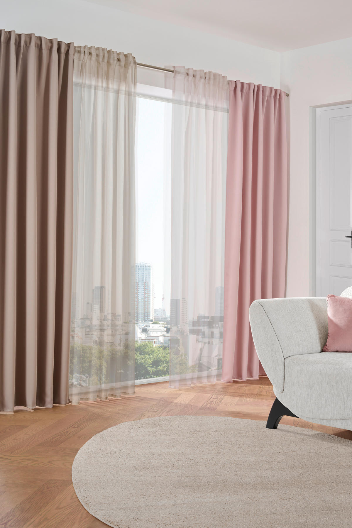 FERTIGVORHANG transparent  - Taupe, Basics, Textil (140/245cm) - Boxxx