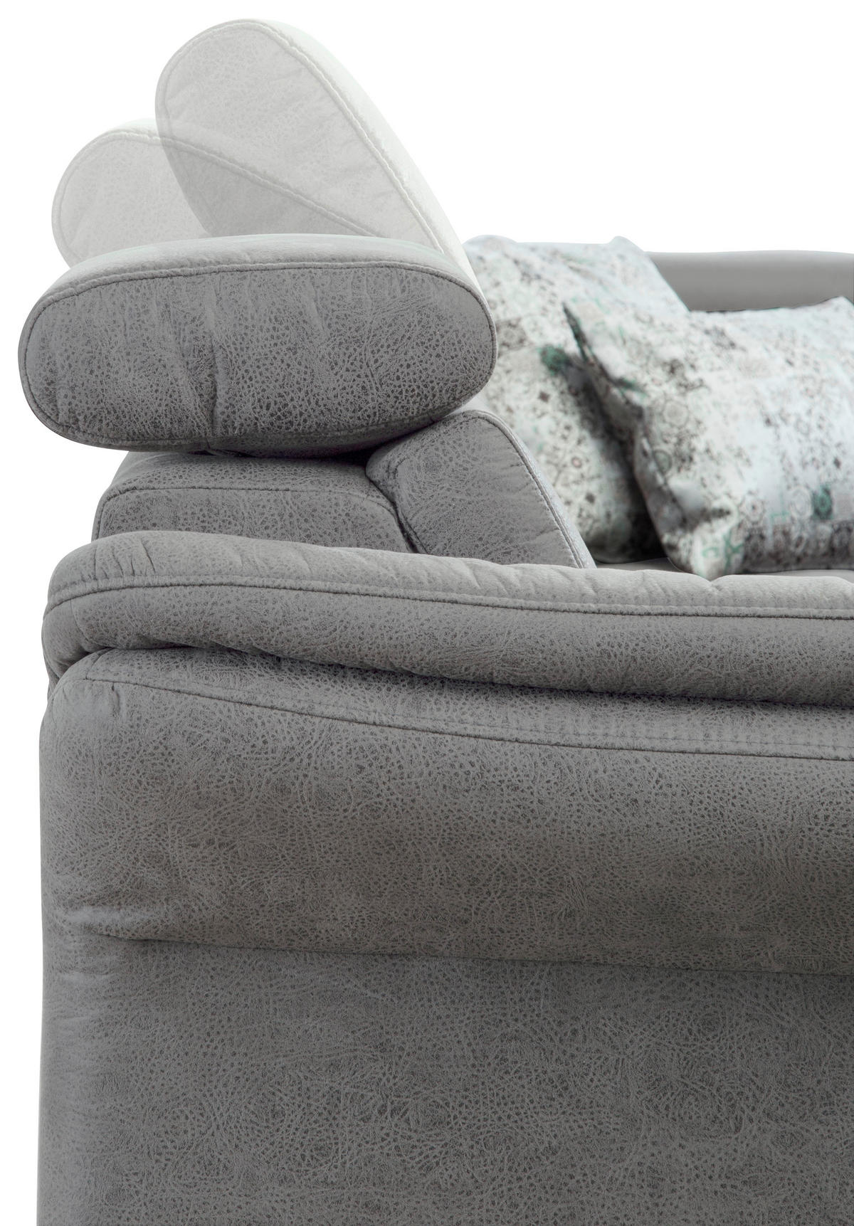 WOHNLANDSCHAFT Hellgrau Mikrofaser  - Hellgrau/Schwarz, KONVENTIONELL, Textil/Metall (165/317/193cm) - Sit & More