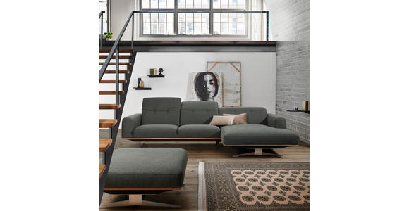 ECKSOFA in Webstoff Olivgrün - Edelstahlfarben/Olivgrün, Design, Holz/Textil (311/163cm) - Dieter Knoll