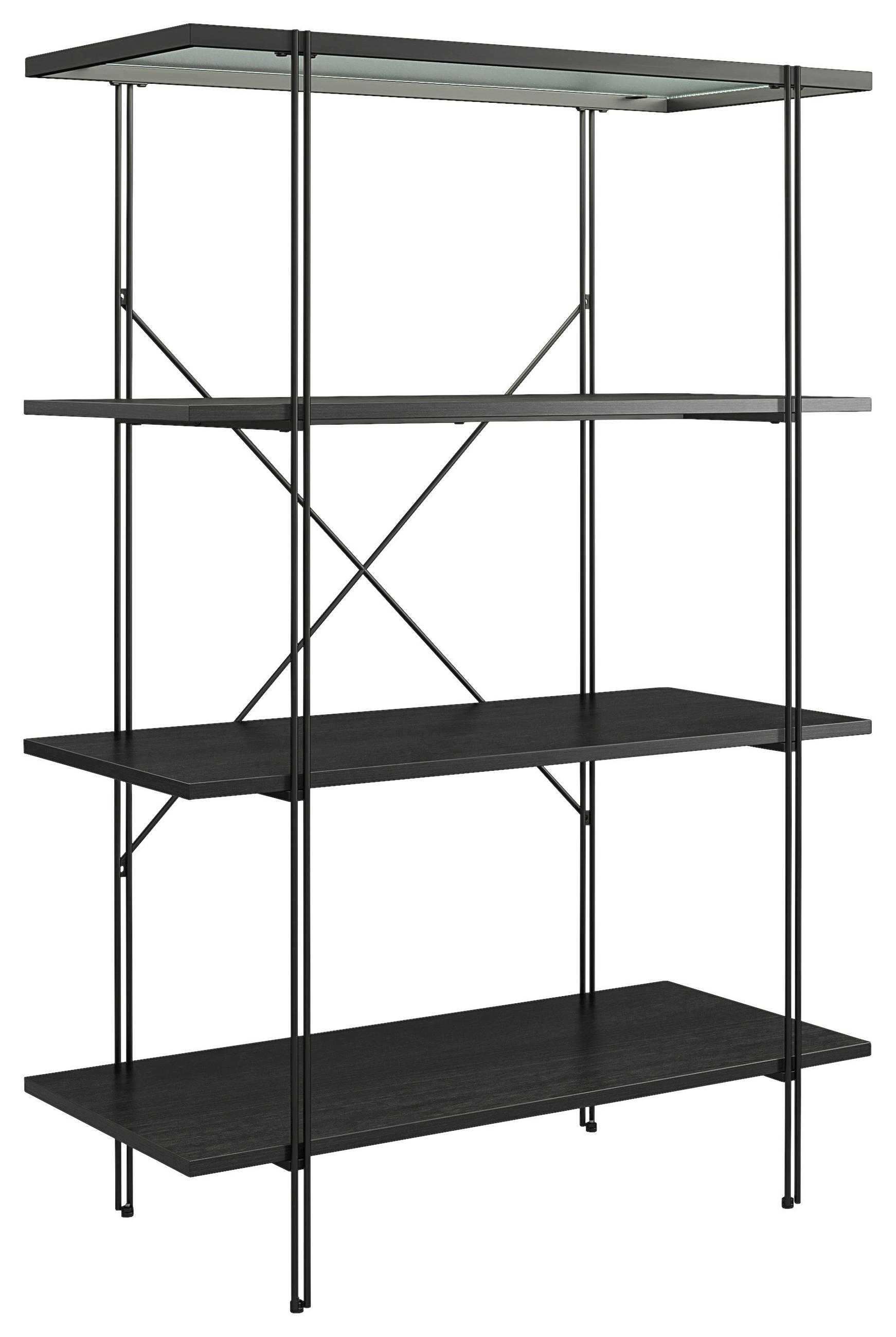 REGAL Schwarz  - Schwarz, Design, Glas/Holzwerkstoff (79/117/35cm)