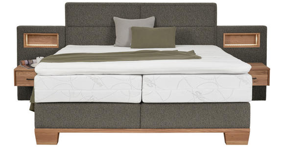 BOXSPRINGBETT 160/200 cm in Eichefarben, Greige - Greige/Eichefarben, Natur, Holz/Textil (160/200cm) - Valnatura