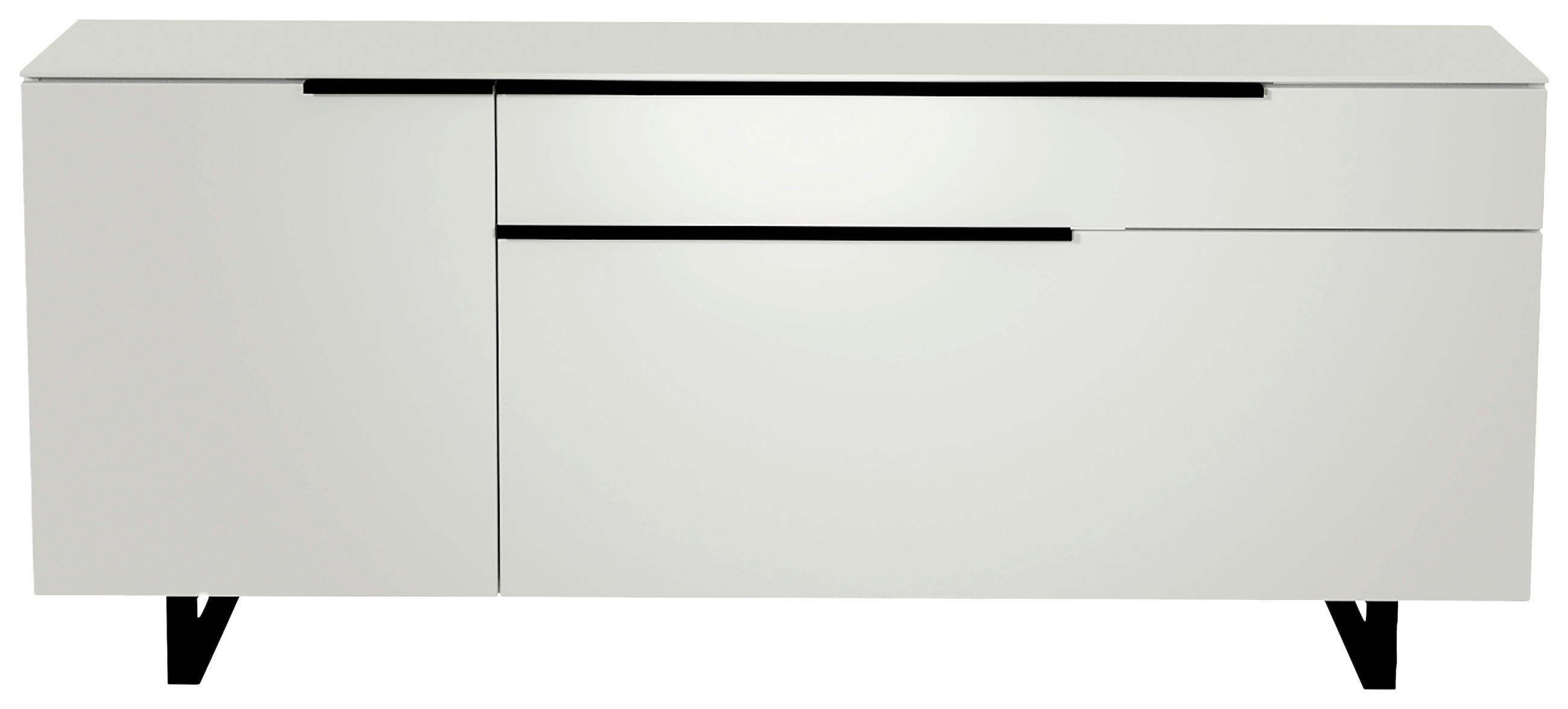 LOWBOARD Schwarz, Weiss  160/66/45 cm  - Weiss/Schwarz, Design, Glas/Holzwerkstoff (160/66/45cm) - Moderano