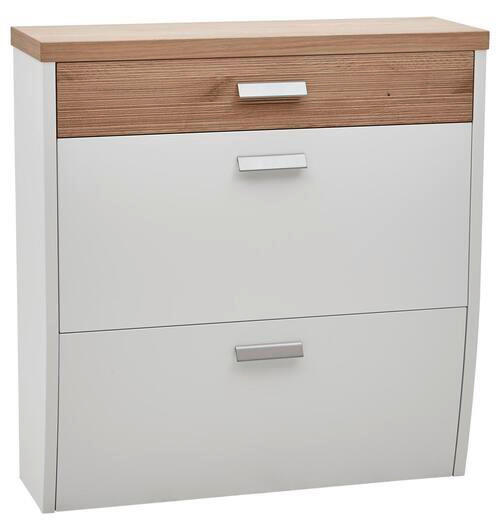 SCHUHKIPPER Wildeiche furniert, massiv lackiert Weiß, Eichefarben  - Eichefarben/Silberfarben, Design, Holz/Holzwerkstoff (92/95/31cm) - Dieter Knoll