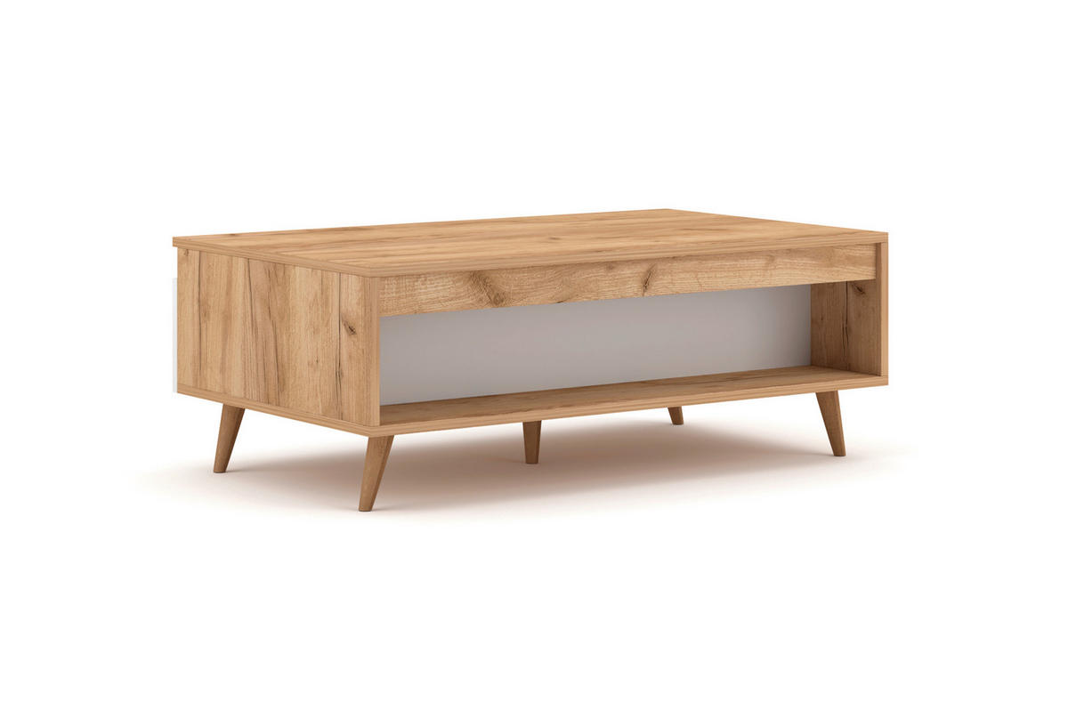 COUCHTISCH rechteckig Weiß, Eichefarben  - Eichefarben/Weiß, Design, Holzwerkstoff (100/37/60cm) - Livetastic