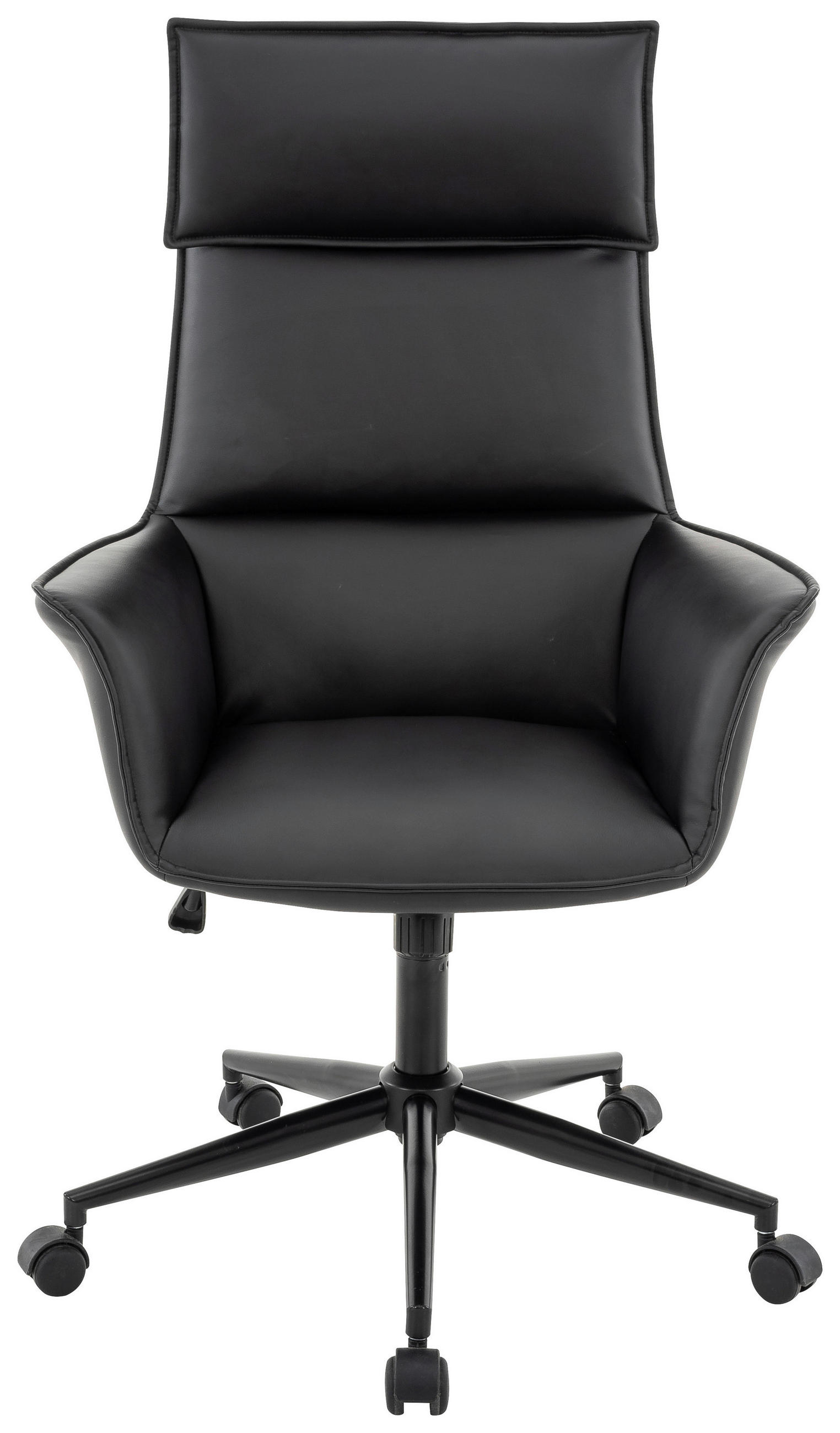 CHEFSESSEL Lederlook Schwarz  - Schwarz, MODERN, Kunststoff/Textil (67/111-121/65cm) - Novel