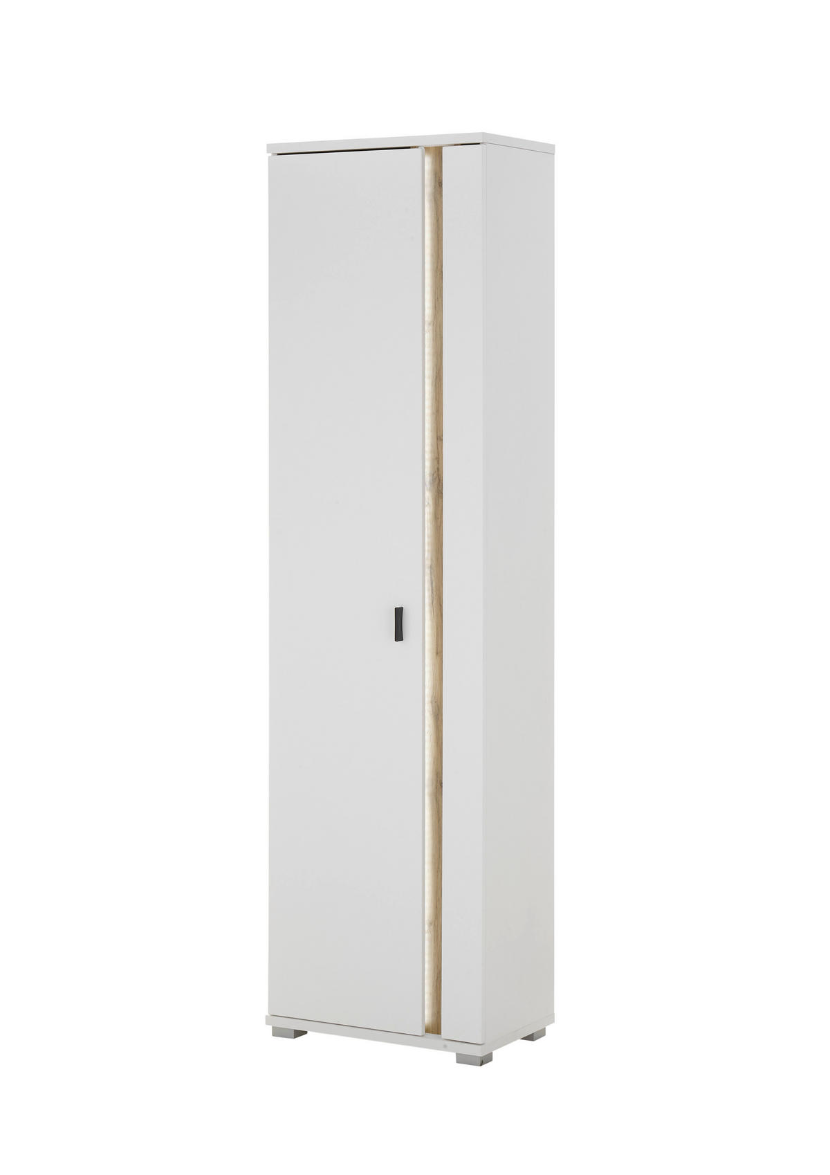 VITRINE in Weiß, Eiche Wotan  - Silberfarben/Eiche Wotan, Design, Holzwerkstoff/Kunststoff (55/200/35cm) - MID.YOU