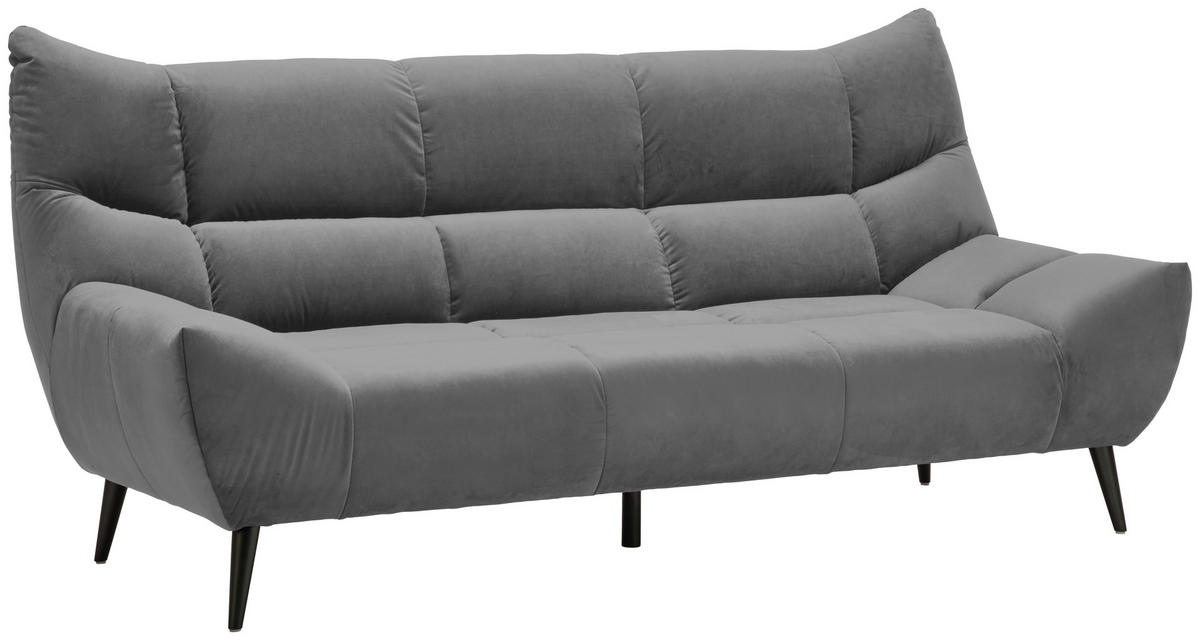 3-SITZER-SOFA in Mikrofaser Grau  - Schwarz/Grau, Design, Textil/Metall (222/106/99cm) - Xora