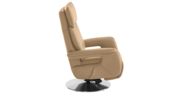 RELAXSESSEL in Leder Hellbraun - Hellbraun/Edelstahlfarben, Design, Leder/Metall (78/112/85cm) - Cantus