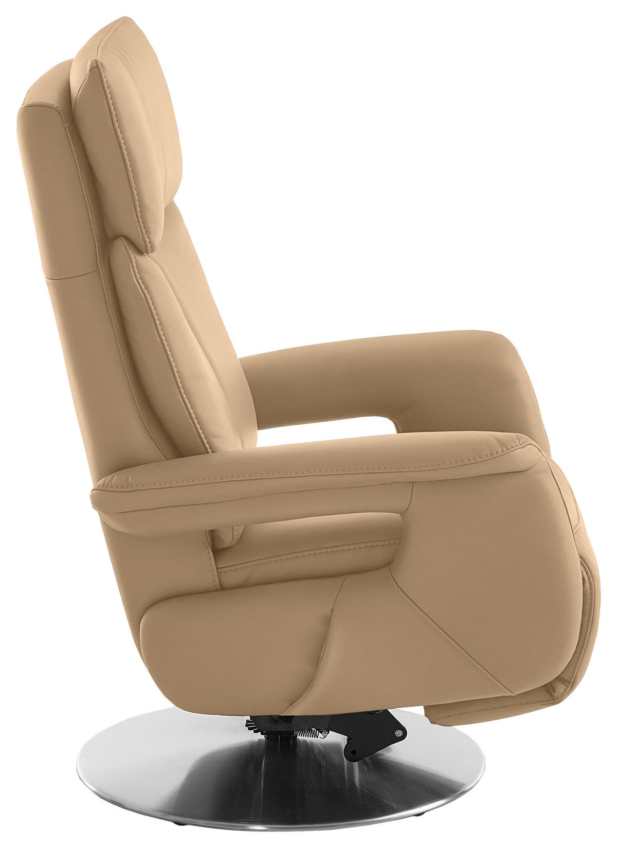RELAXSESSEL in Leder Hellbraun  - Hellbraun/Edelstahlfarben, Design, Leder/Metall (78/112/85cm) - Cantus
