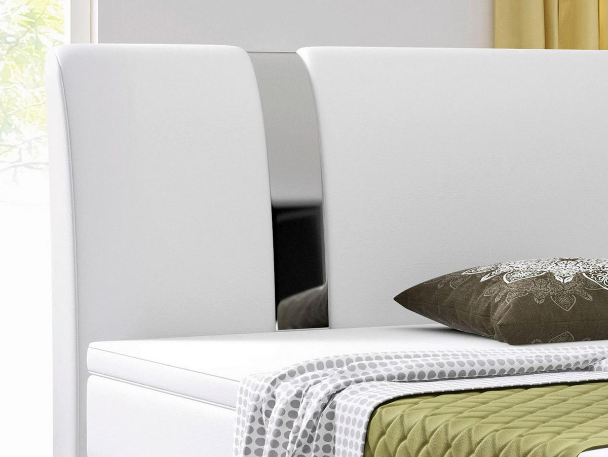 BOXSPRINGBETT  in Weiß  - Silberfarben/Weiß, KONVENTIONELL, Leder/Textil (180/115/210cm) - MID.YOU