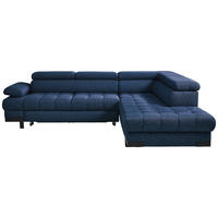 ECKSOFA Dunkelblau Webstoff  - Schwarz/Dunkelblau, Design, Textil/Metall (263/223cm) - Welnova