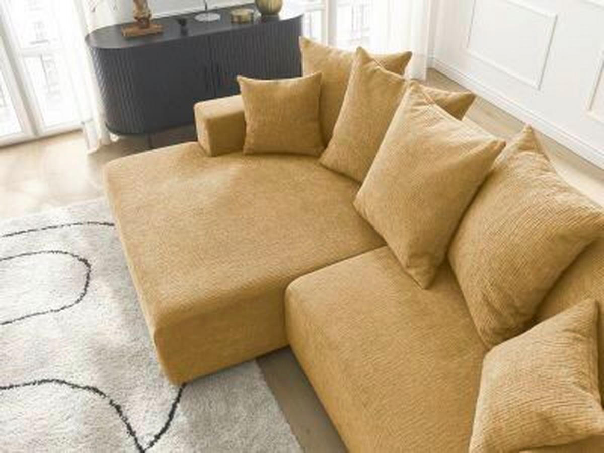 ECKSOFA Ottomane links  ATILLA Gelb Struktur  - Gelb/Schwarz, MODERN, Kunststoff/Textil (149/244cm)