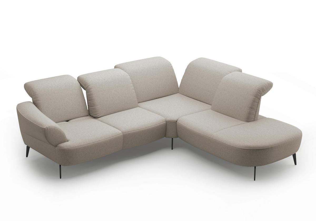 ECKSOFA in Flachgewebe Taupe  - Taupe/Schwarz, Modern, Textil/Metall (302/270cm) - Sit & More