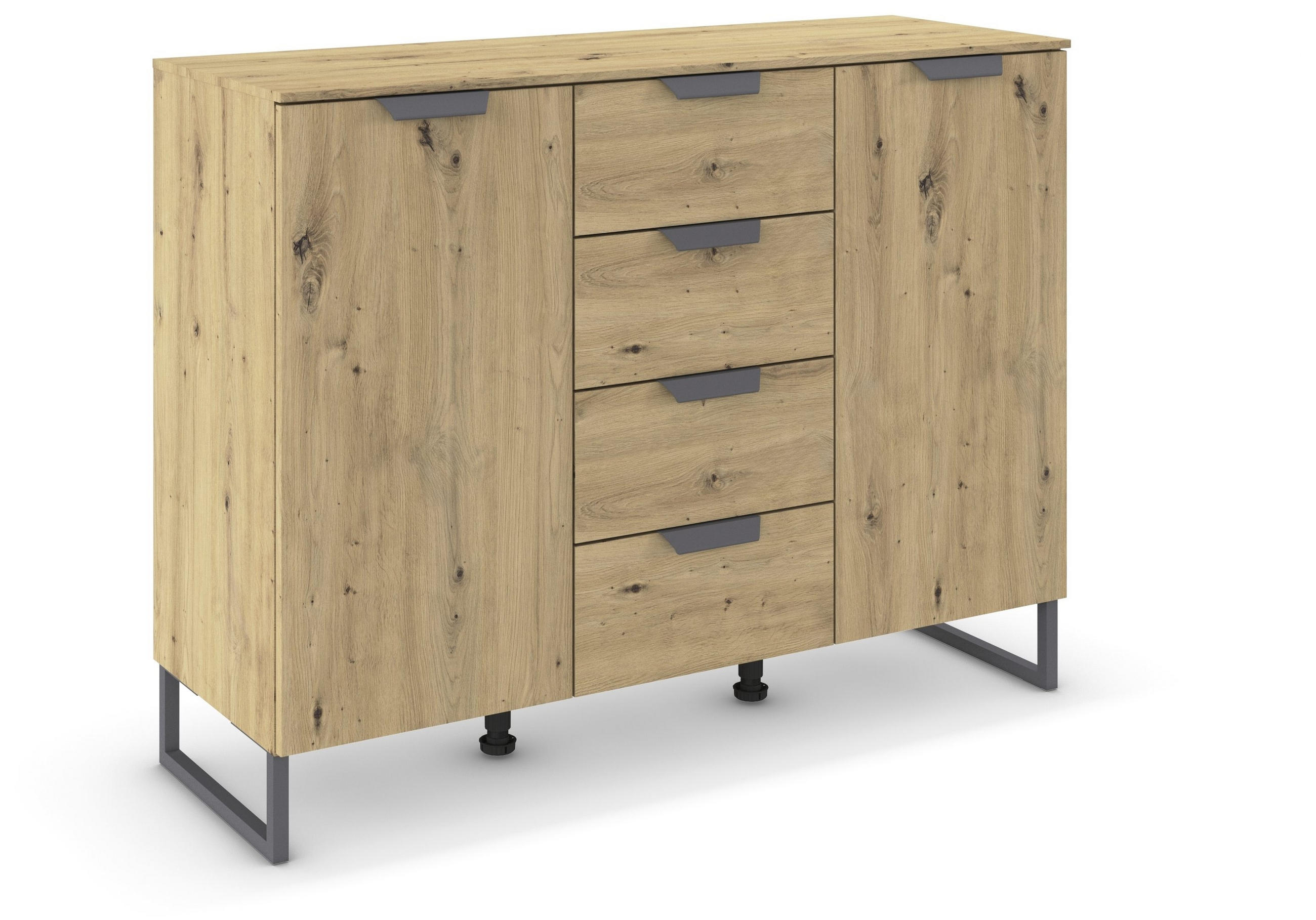 SIDEBOARD  in 120/92/42 cm  - Dunkelgrau/Eiche Artisan, Design, Holzwerkstoff/Metall (120/92/42cm) - Carryhome
