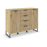 SIDEBOARD  in 120/92/42 cm  - Dunkelgrau/Eiche Artisan, Design, Holzwerkstoff/Metall (120/92/42cm) - Carryhome