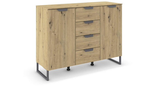 SIDEBOARD  in 120/92/42 cm  - Dunkelgrau/Eiche Artisan, Design, Holzwerkstoff/Metall (120/92/42cm) - Xora