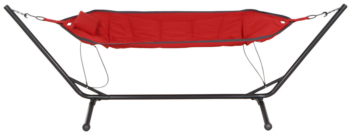 HÄNGEMATTE 105/104/305 cm  - Dunkelgrau/Rot, KONVENTIONELL, Textil/Metall (105/104/305cm) - Siena Garden