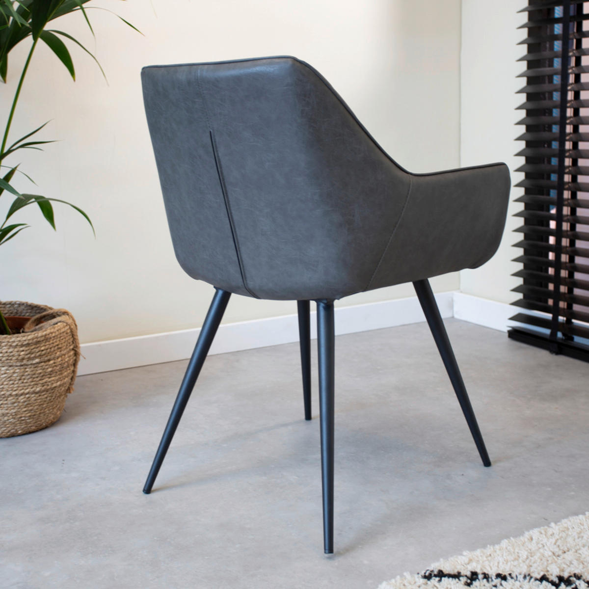 STUHL-SET 2 Stück gastro- und objekttauglich Lederlook  - Anthrazit/Schwarz, KONVENTIONELL, Textil/Metall (62/83/60cm) - MID.YOU