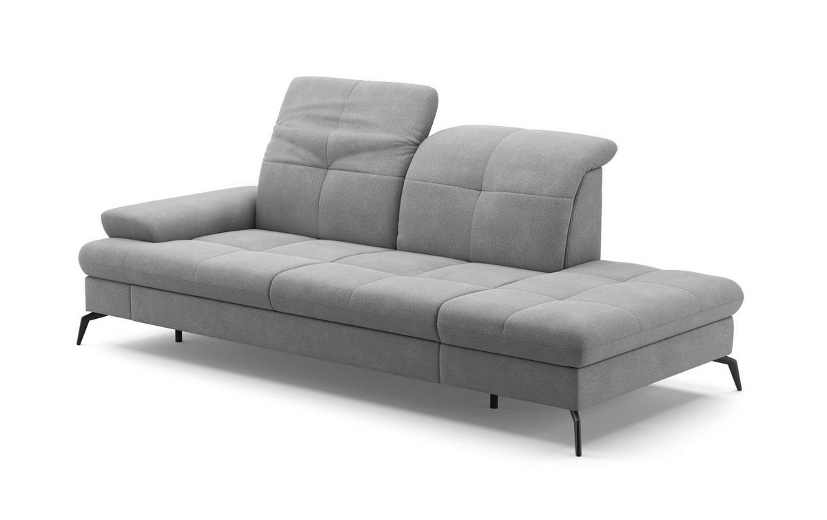 RÉCAMIERE in Flachgewebe Grau  - Schwarz/Grau, Konventionell, Textil/Metall (231/90/122cm) - Sit & More