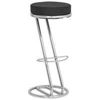 BARHOCKER Lederlook Schwarz, Chromfarben Stahl  - Chromfarben/Schwarz, Design, Textil/Metall (35/75/35cm) - Livetastic