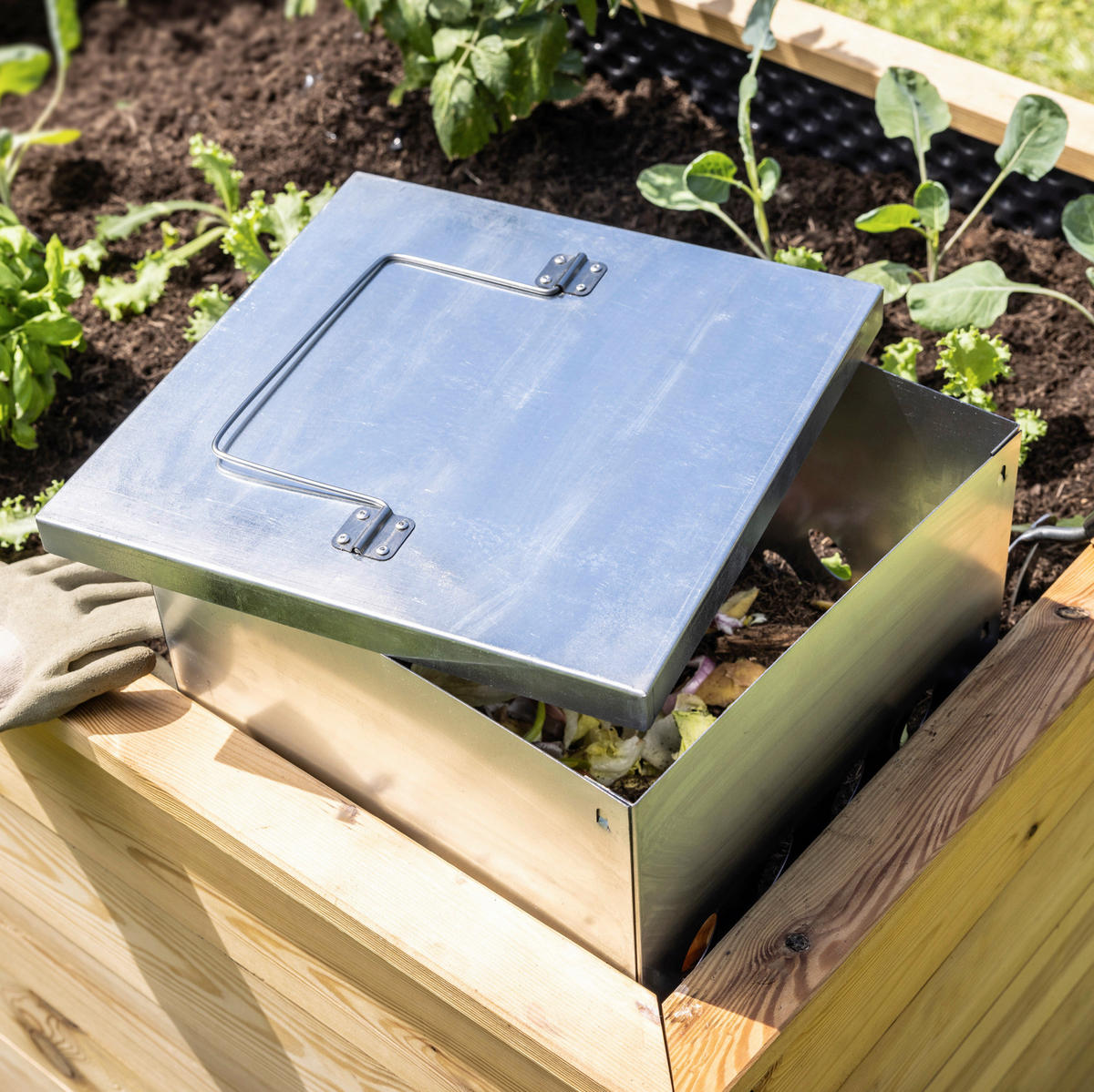 DECKEL FÜR HOCHBEETKOMPOSTER 30,5/2,5/30,5 cm  - Grau, Basics, Metall (30,5/2,5/30,5cm)