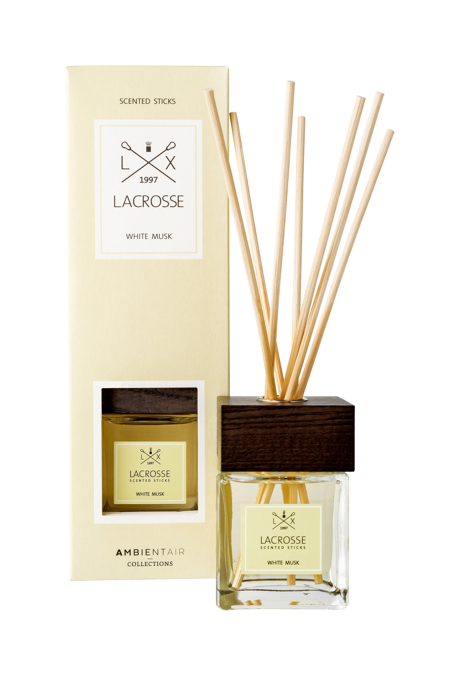DIŠAVA ZA PROSTOR White Musk  - svetlo rumena, Basics, karton/steklo (100ml) - Lacrosse