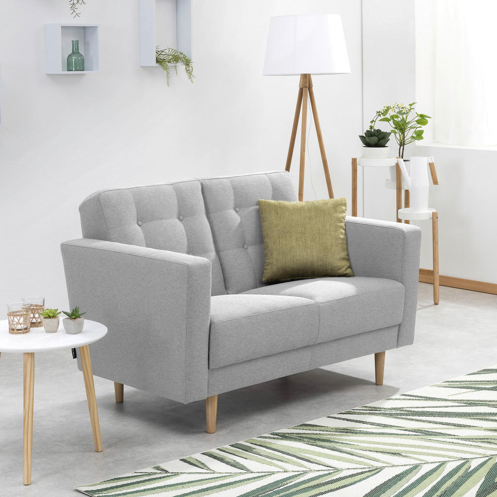 Thumbnail - Max Winzer 2-Sitzer-Sofa, Hellgrau, Textil, Esche, massiv, Füllung: Polyetherschaumkern, 128x81x83 cm, Goldenes M, Made ...