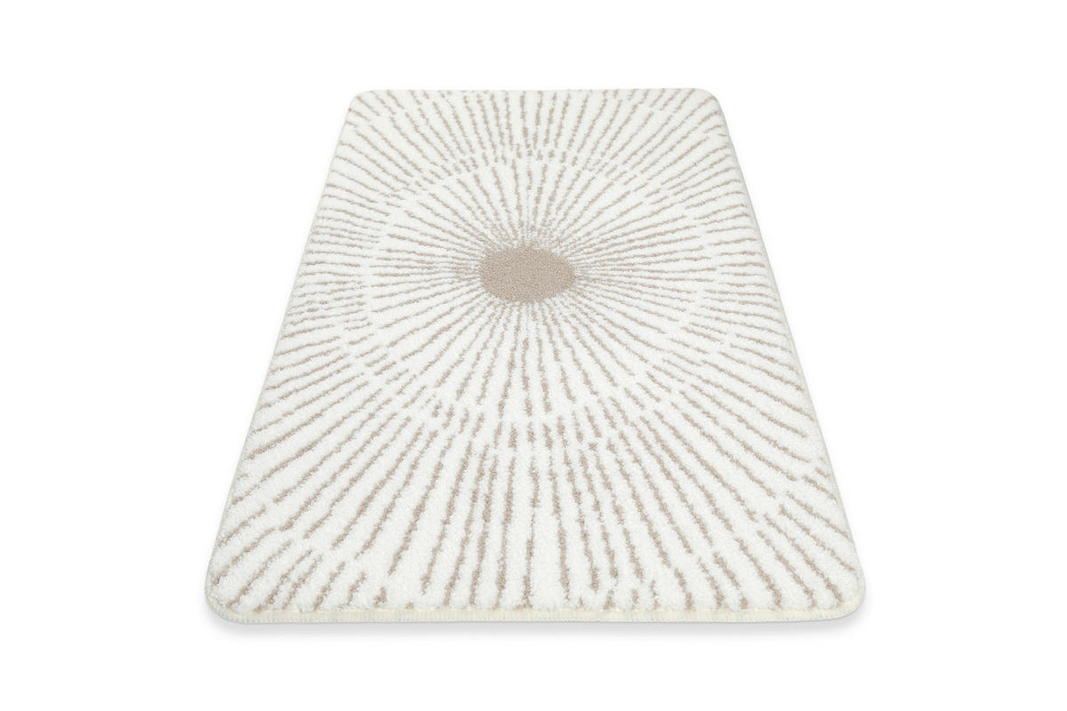 BADTEPPICH Weiß, Beige 55/65 cm  - Beige/Weiß, Basics, Kunststoff/Textil (55/65cm) - WECON HOME