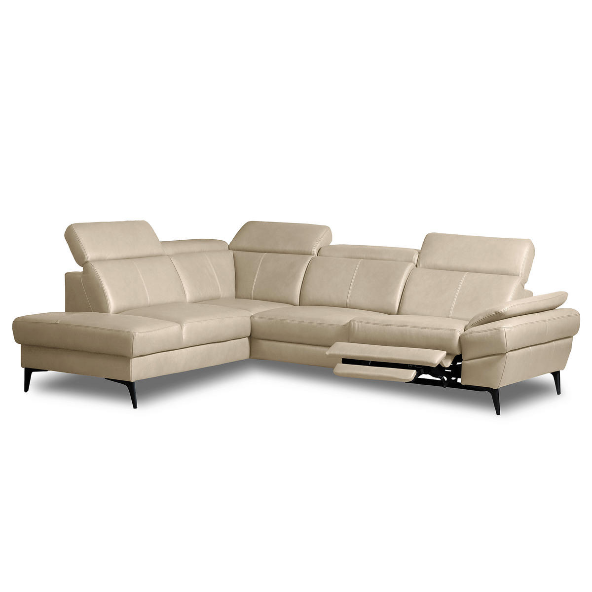 ECKSOFA  in Lederlook Echtleder Grau  211/264 cm  - Schwarz/Grau, Design, Leder/Textil (211/264cm) - Livetastic