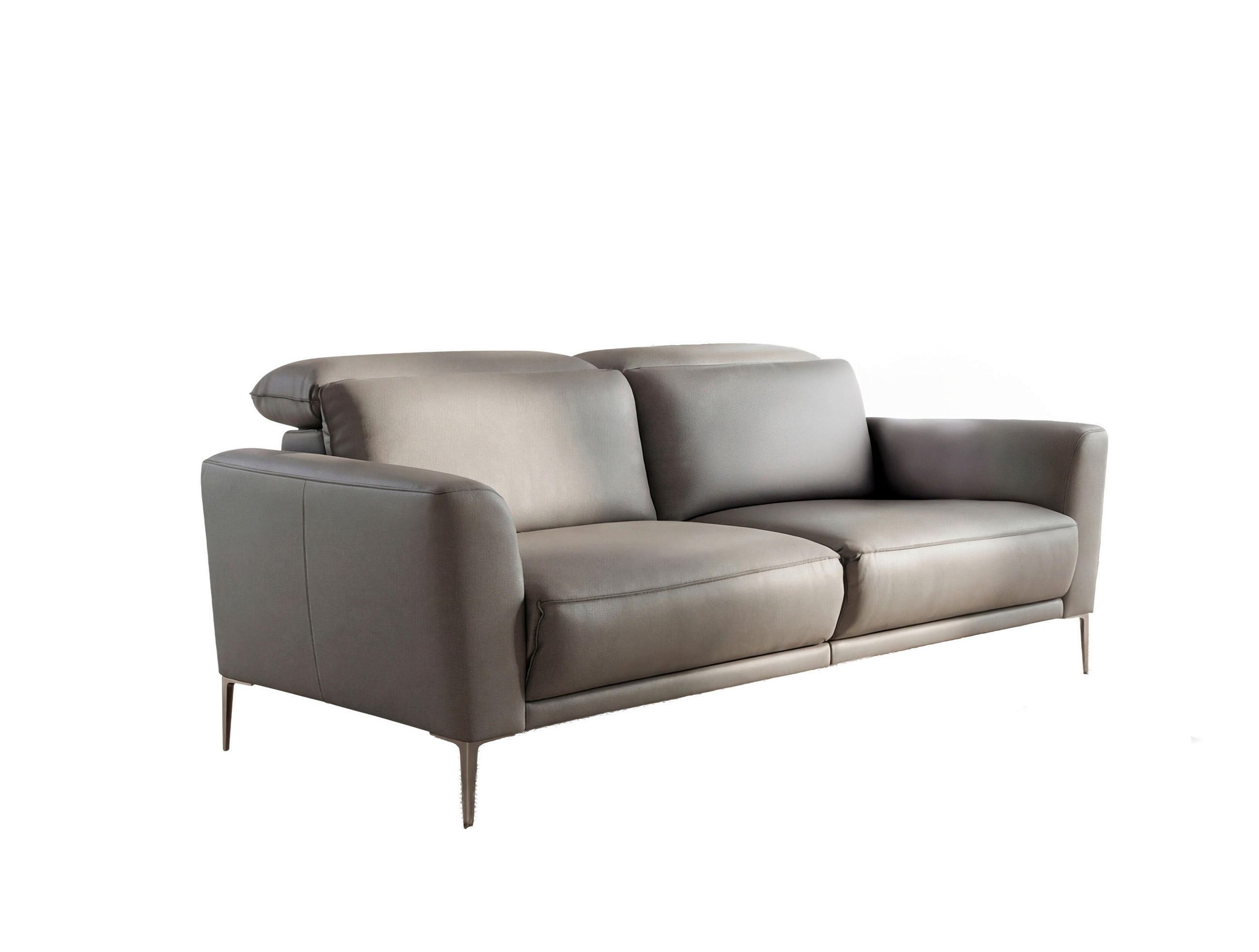 2-SITZER-SOFA Taupe Echtleder  - Taupe/Greige, Design, Leder/Metall (200/83/110cm) - Johann Jakob