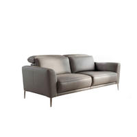 2-SITZER-SOFA Taupe Echtleder  - Taupe/Greige, Design, Leder/Metall (200/83/110cm) - Johann Jakob