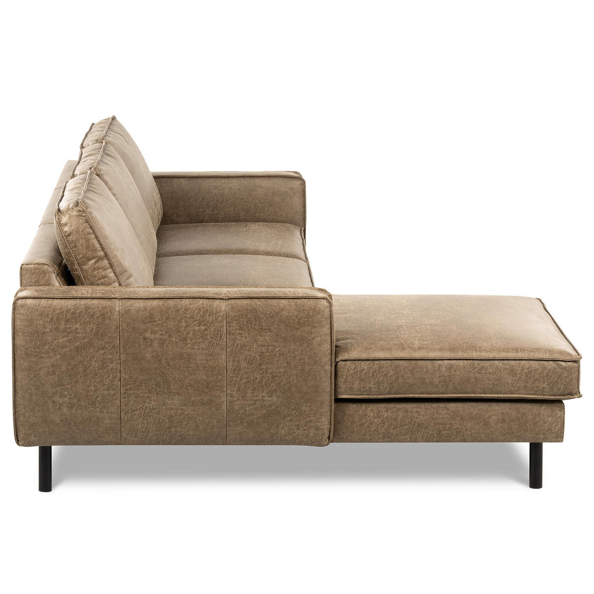 ECKSOFA Graubraun Echtleder Lederlook Rücken echt  - Graubraun, Design, Leder/Textil (166/238cm) - Livetastic
