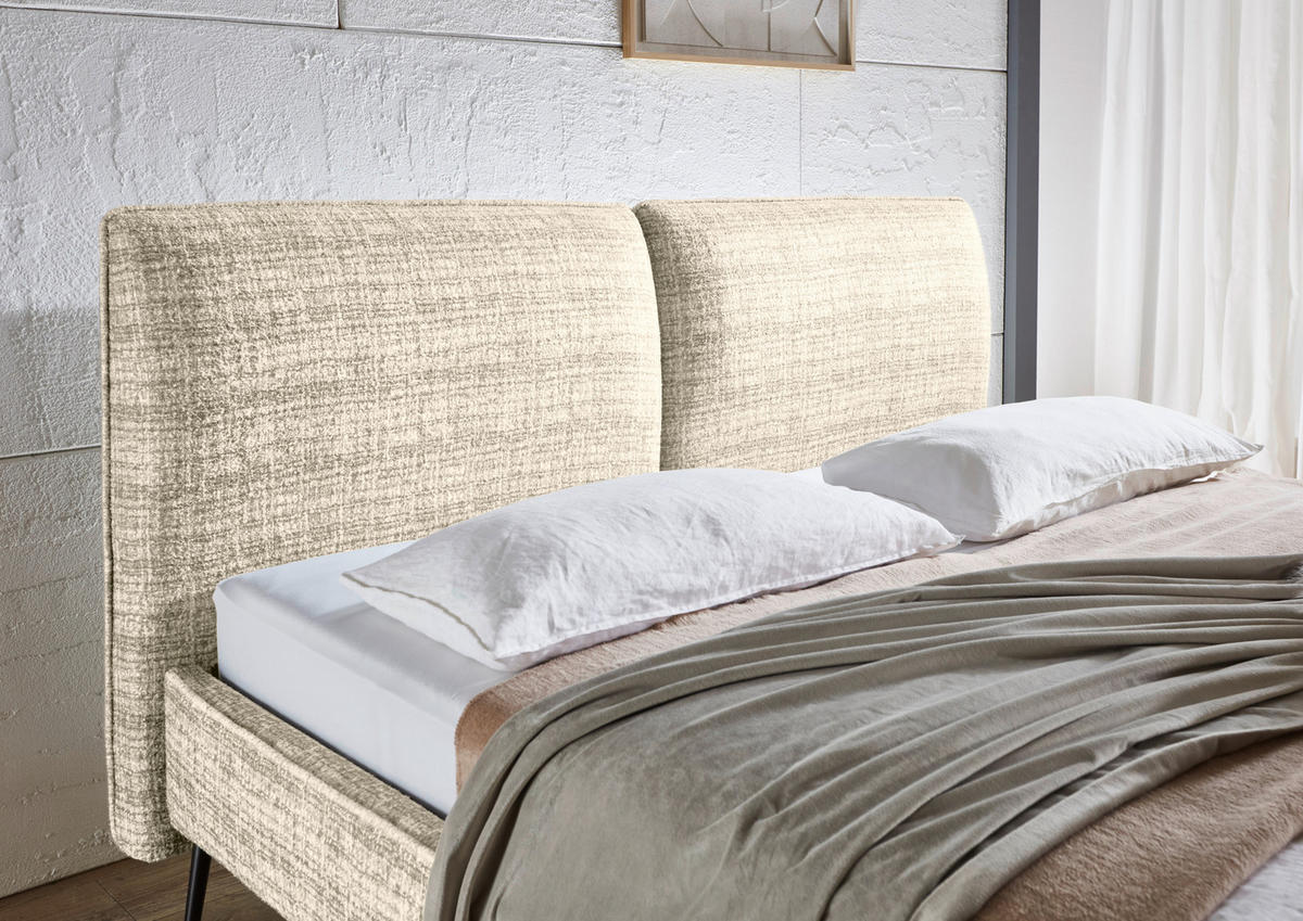 POLSTERBETT 180/200 cm  in Beige  - Beige/Schwarz, Modern, Textil/Metall (180/200cm) - Livetastic