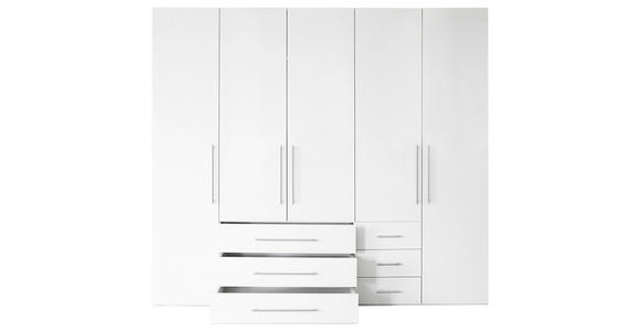 DREHTÜRENSCHRANK in Weiß, Weiß Hochglanz - Weiß Hochglanz/Alufarben, KONVENTIONELL, Holzwerkstoff/Metall (244/218,6/59,4cm) - Xora